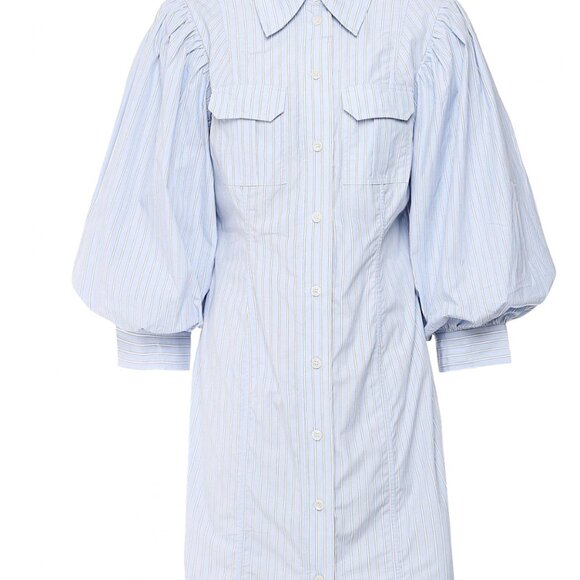 Ganni Dresses & Skirts - Sz 38 Ganni Blue Stripe Cotton Mini Dress